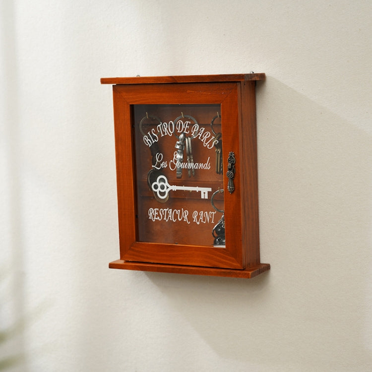 Scatola porta chiavi da parete in legno con vetro blu