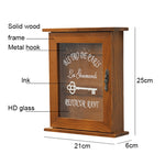 Scatola porta chiavi da parete in legno con vetro blu