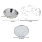 Griglia barbecue pieghevole rotonda in acciaio inox 34x34x10 cm