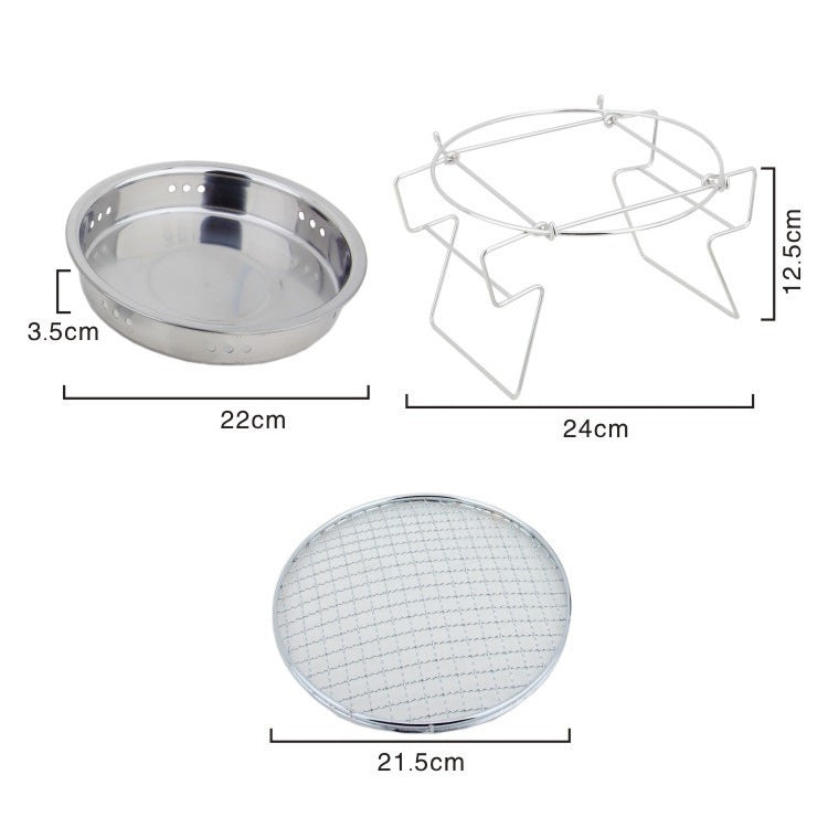 Griglia barbecue pieghevole rotonda in acciaio inox 34x34x10 cm