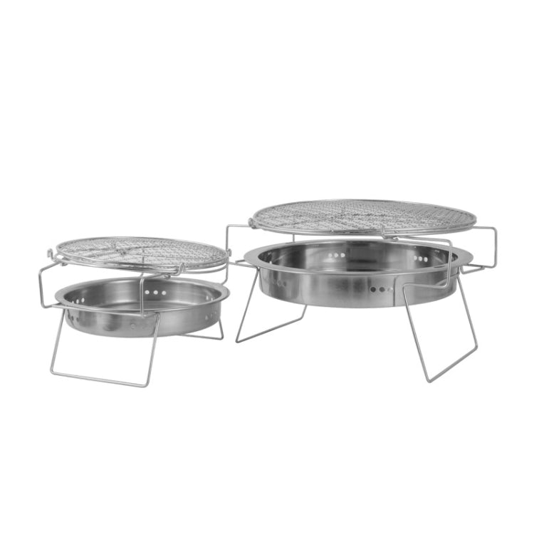 Griglia barbecue pieghevole rotonda in acciaio inox 34x34x10 cm