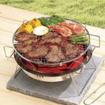 Griglia barbecue pieghevole rotonda in acciaio inox 34x34x10 cm