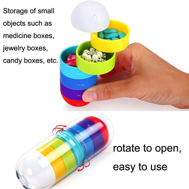 Portapillole da viaggio cilindrico 7 scomparti in plastica