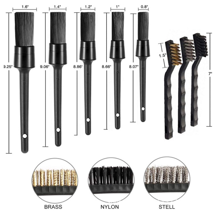 Set 9 spazzole per pulizia aria condizionata auto