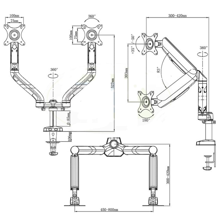 Staffa doppio schermo per monitor PC 17-32 pollici
