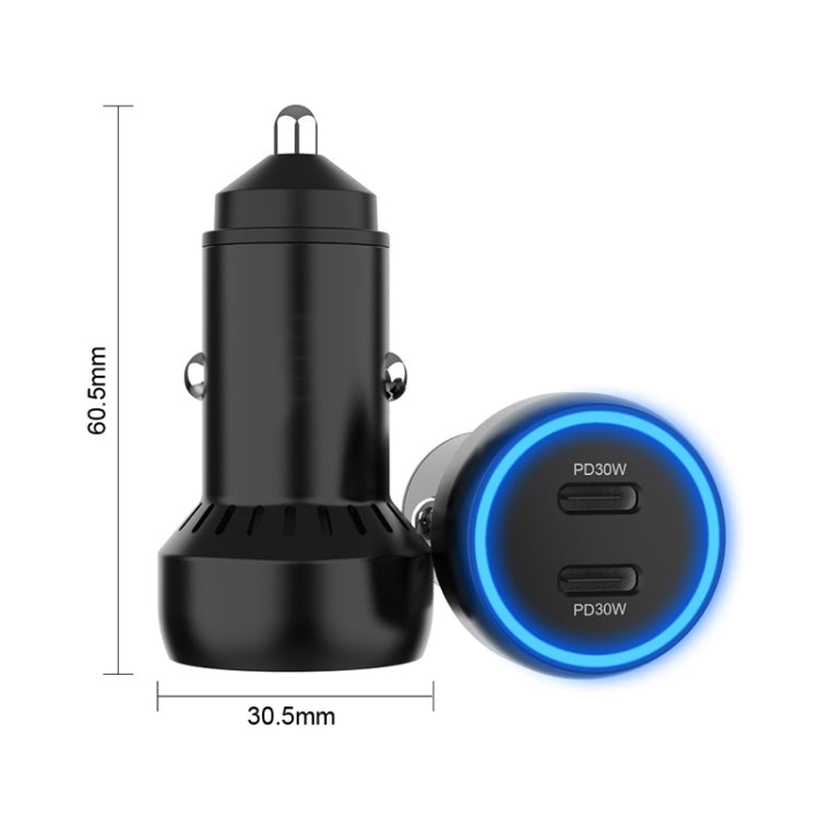 Caricabatteria per auto doppia porta 60W in lega di alluminio
