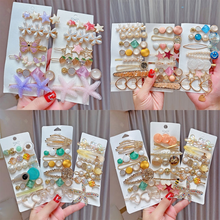 Set clip copricapo con perle e strass in lega 8 pezzi
