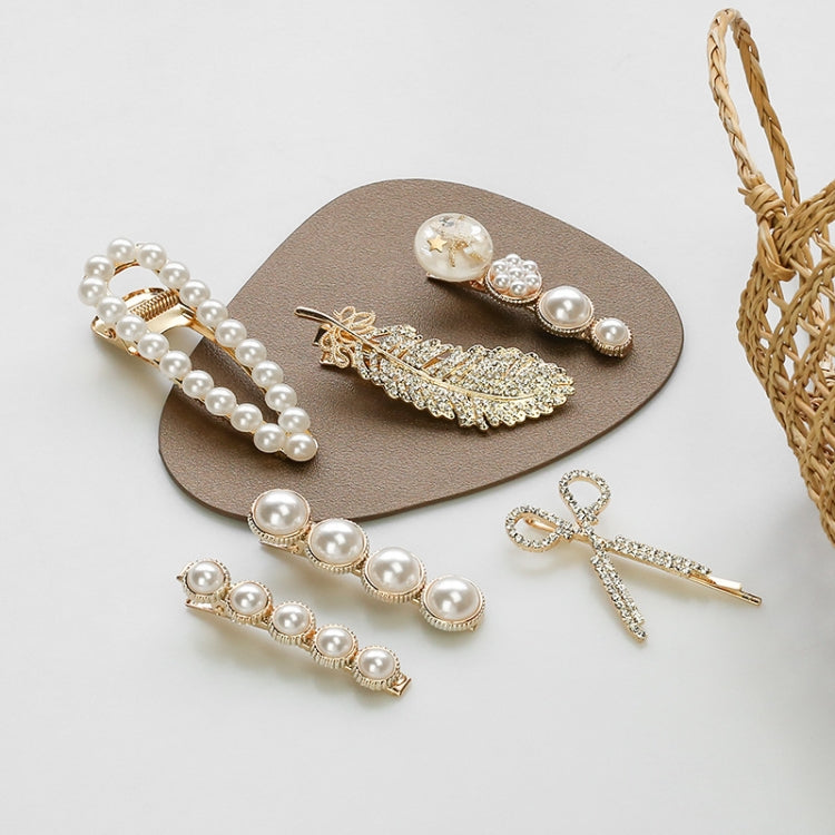 Set clip copricapo con perle e strass in lega 8 pezzi