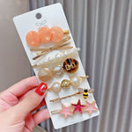 Set clip copricapo con perle e strass in lega 8 pezzi