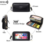 Custodia portafoglio touch screen con tracolla 21x12 cm