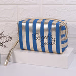 Borsa da toilette impermeabile in PU a righe 20x10x13 cm
