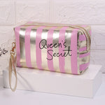 Borsa da toilette impermeabile in PU a righe 20x10x13 cm