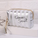 Borsa da toilette impermeabile in PU a righe 20x10x13 cm
