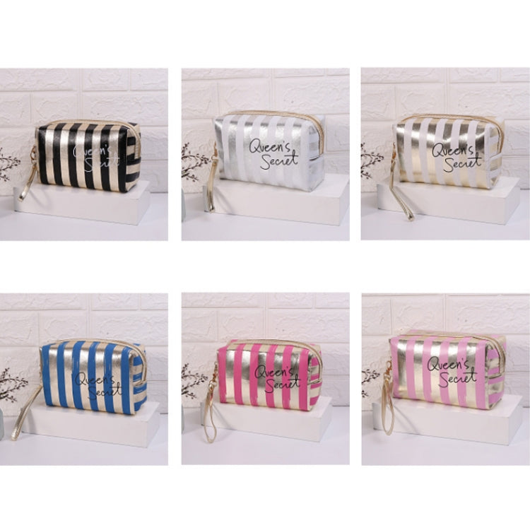 Borsa da toilette impermeabile in PU a righe 20x10x13 cm