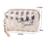 Borsa da toilette impermeabile in PU a righe 20x10x13 cm