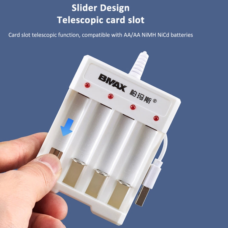Caricabatterie USB 4 slot per batterie AAA/AA 1,2V