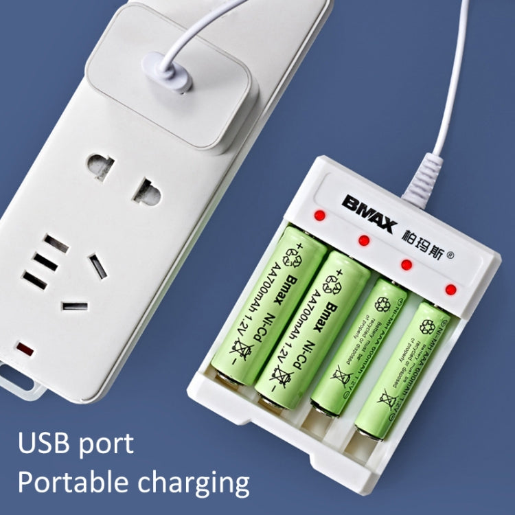 Caricabatterie USB 4 slot per batterie AAA/AA 1,2V