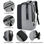 Zaino grande capacità con ricarica USB per laptop 15,6"