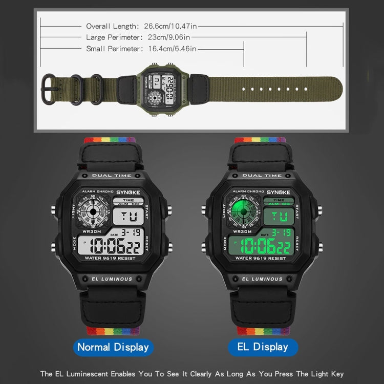 Orologio luminoso SYNOKE 9619C con cinturino in nylon