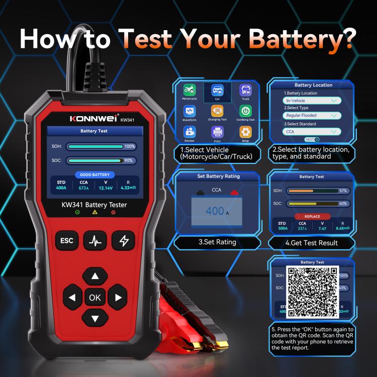 Lettore codici motore OBDII KW341 diagnostica auto