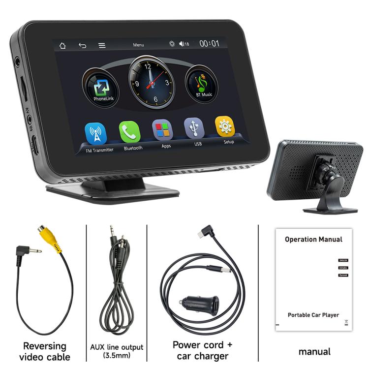 Riproduttore wireless schermo 4,7" con CarPlay e Android Auto
