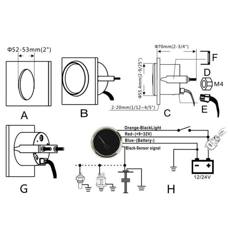 Indicatore livello acqua PMW2 DN52mm per veicoli