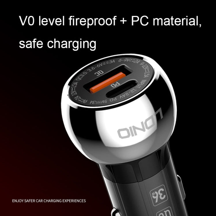 Caricabatterie rapido per auto LDNIO C1 36W PD QC 3.0