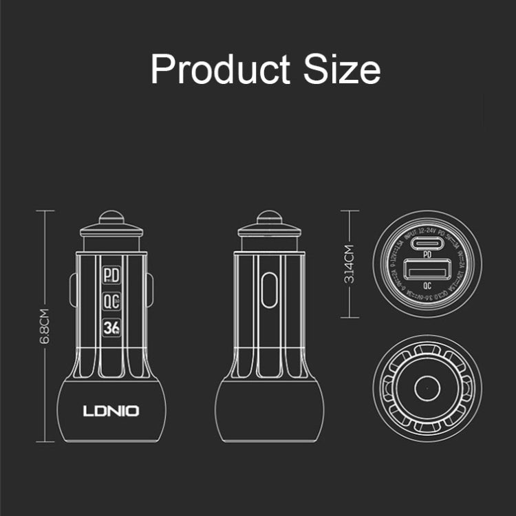 Caricabatterie rapido per auto LDNIO C1 36W PD QC 3.0