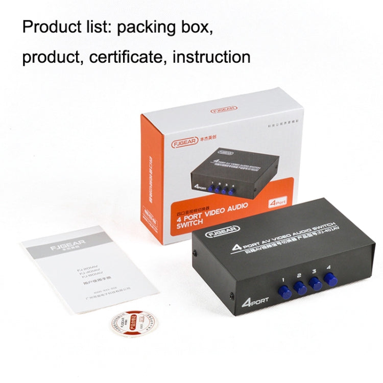 FJGEAR FJ-401AV commutatore audio e video AV 4 vie