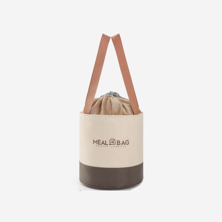 Borsa termica rotonda per pranzo con coulisse e manici