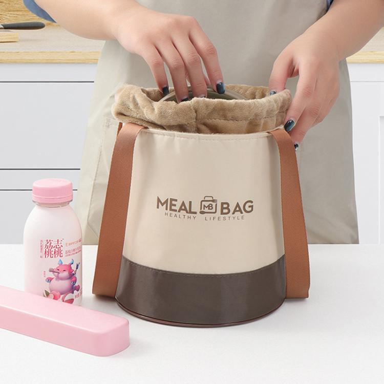 Borsa termica rotonda per pranzo con coulisse e manici