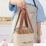 Borsa termica rotonda per pranzo con coulisse e manici
