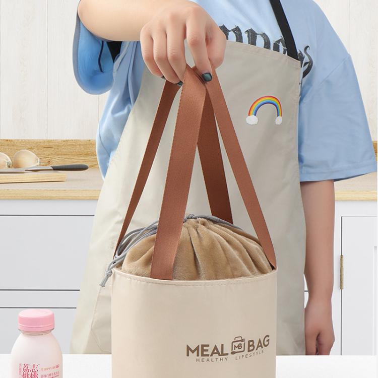 Borsa termica rotonda per pranzo con coulisse e manici