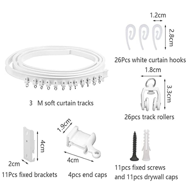 Set guide flessibili per binari tende pieghevoli 3m bianco