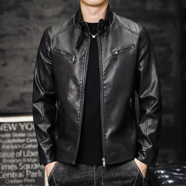 Giacca da moto uomo slim fit in PU lavato imbottita