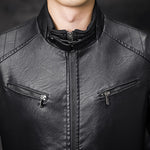 Giacca da moto uomo slim fit in PU lavato imbottita