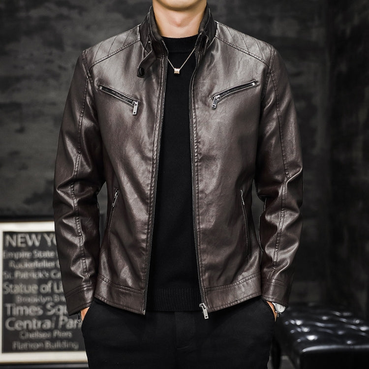 Giacca da moto uomo slim fit in PU lavato imbottita