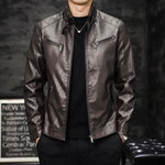 Giacca da moto uomo slim fit in PU lavato imbottita