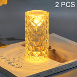 Lampada da scrivania LED in cristallo con luce ambientale rosa