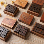 Set 28 timbri alfabeto e numeri in legno vintage