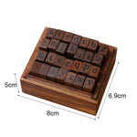 Set 28 timbri alfabeto e numeri in legno vintage