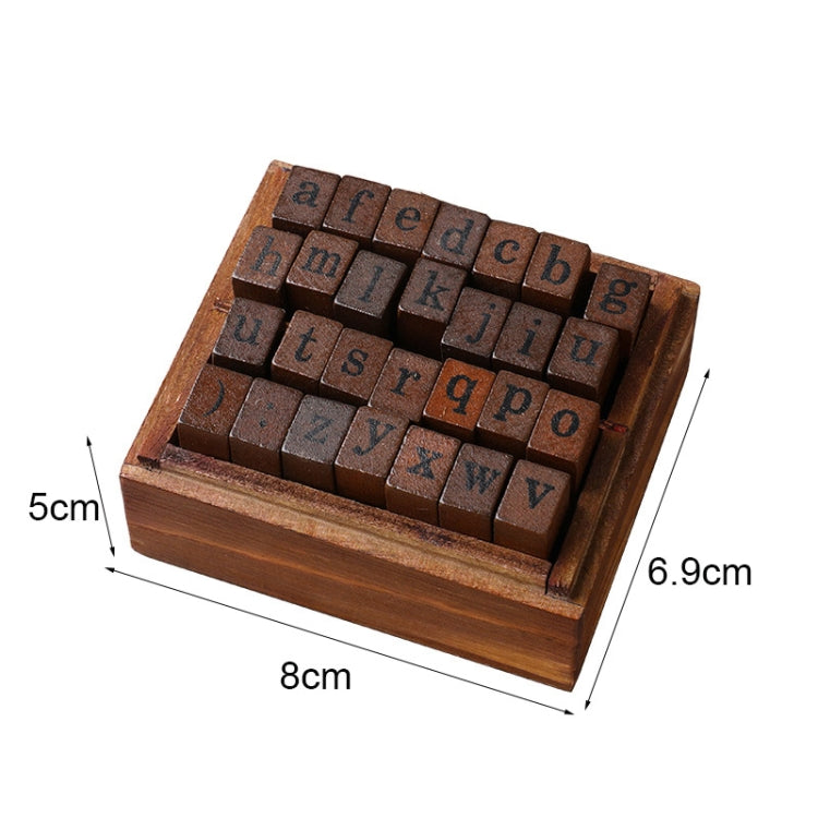 Set 28 timbri alfabeto e numeri in legno vintage