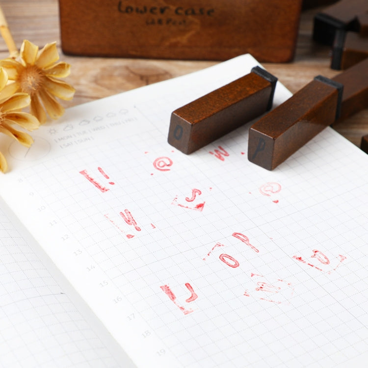 Set 28 timbri alfabeto e numeri in legno vintage