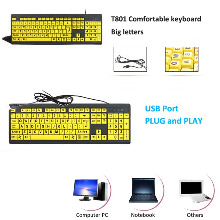 Tastiera cablata USB 104 tasti caratteri grandi