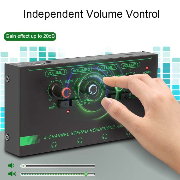 Amplificatore cuffie EF-4 a 4 canali con jack 3,5 e 6,35 mm - immagine 3