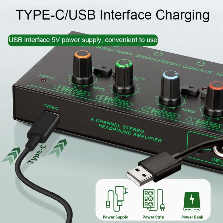 Amplificatore cuffie EF-4 a 4 canali con jack 3,5 e 6,35 mm - immagine 4