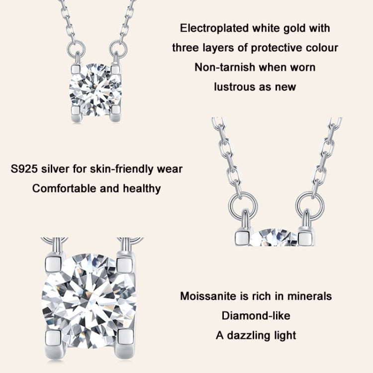 Collana argento 925 con ciondolo moissanite placcato oro bianco
