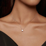 Collana argento 925 con ciondolo moissanite placcato oro bianco