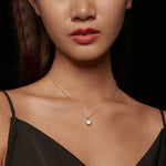 Collana argento 925 placcata oro bianco con moissanite