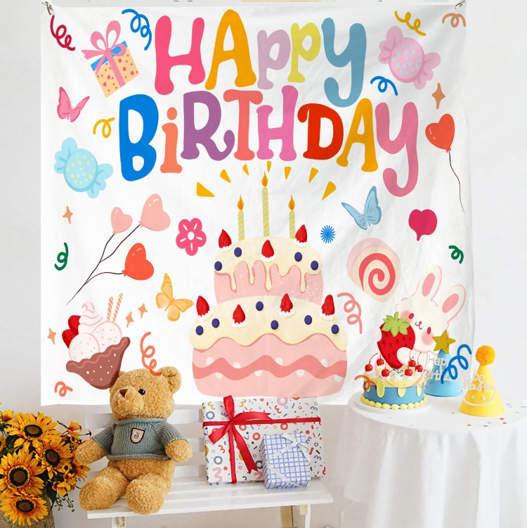 Panno da appendere per foto per bambini con layout di compleanno, 150x180cm Velvet